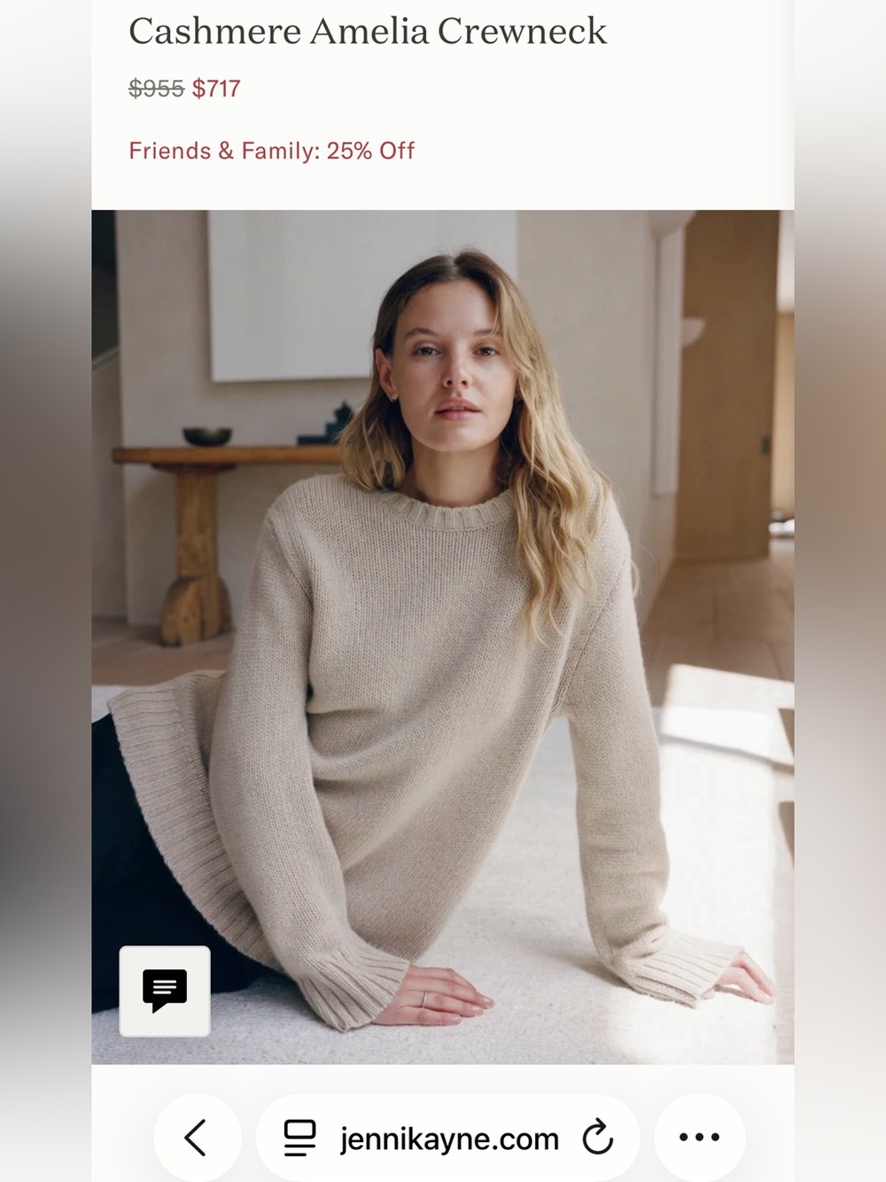 Cashmere Amelia Crewneck Sweater - warm sand